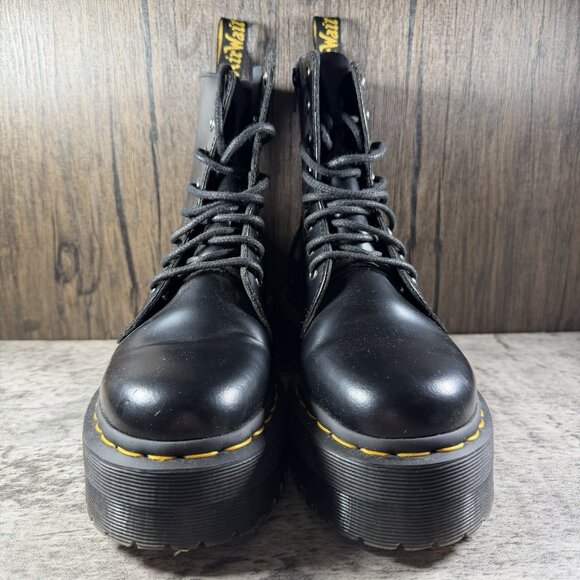 Dr. Martens Jadon Platform Combat Boots Size W6 M5 Black Leather Punk Goth Docs - Picture 5 of 9